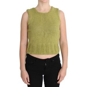 PINK MEMORIES Knit Sleeveless Crop Top Women Green Sweaters